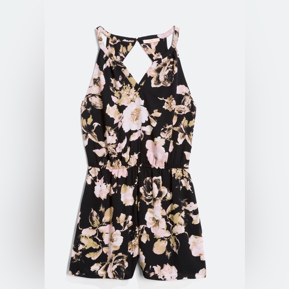 Skies Are Blue Pants - SKIES ARE BLUE | Floral Halter Romper Size Small Petite